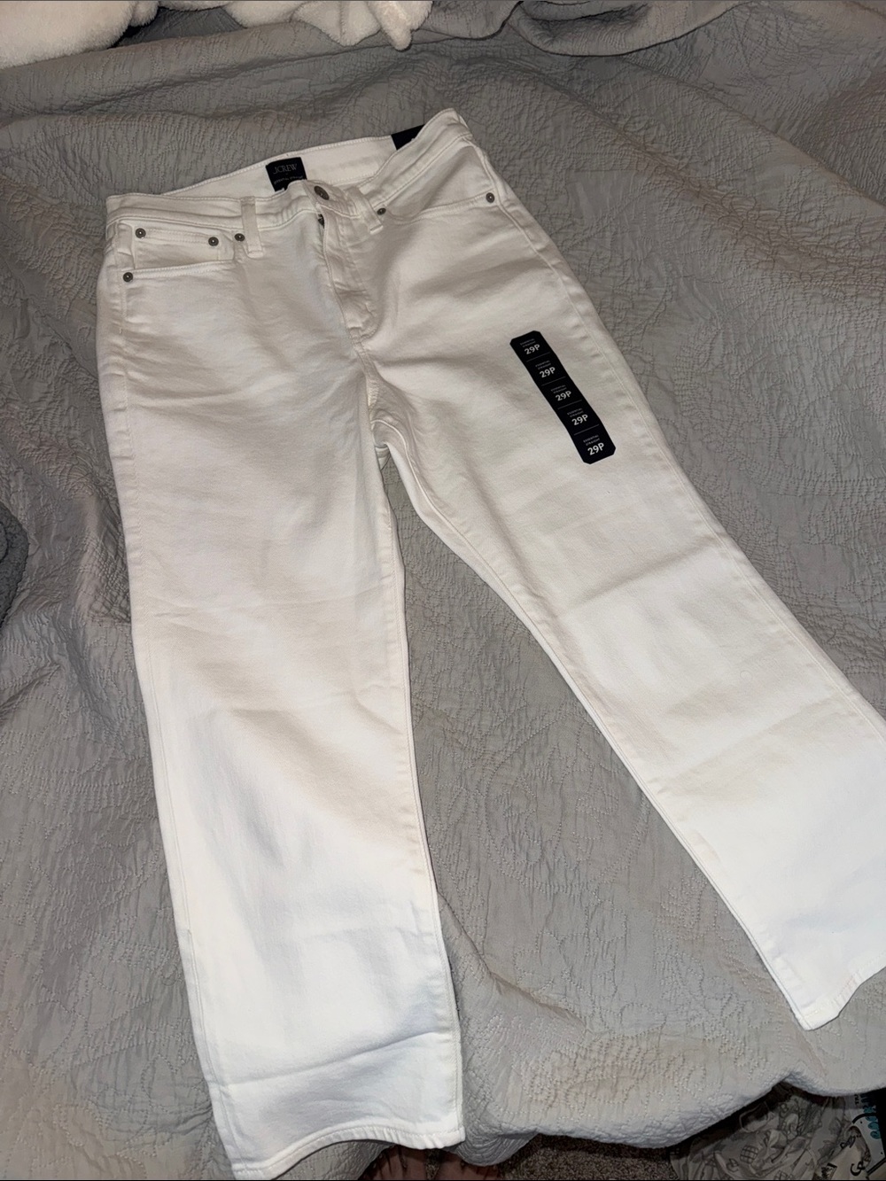 J Crew Factory Petite Essential Straight Jeans - White